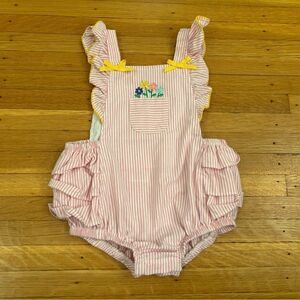 Goodlad pink/white stripper embroidered flowers romper/jumper